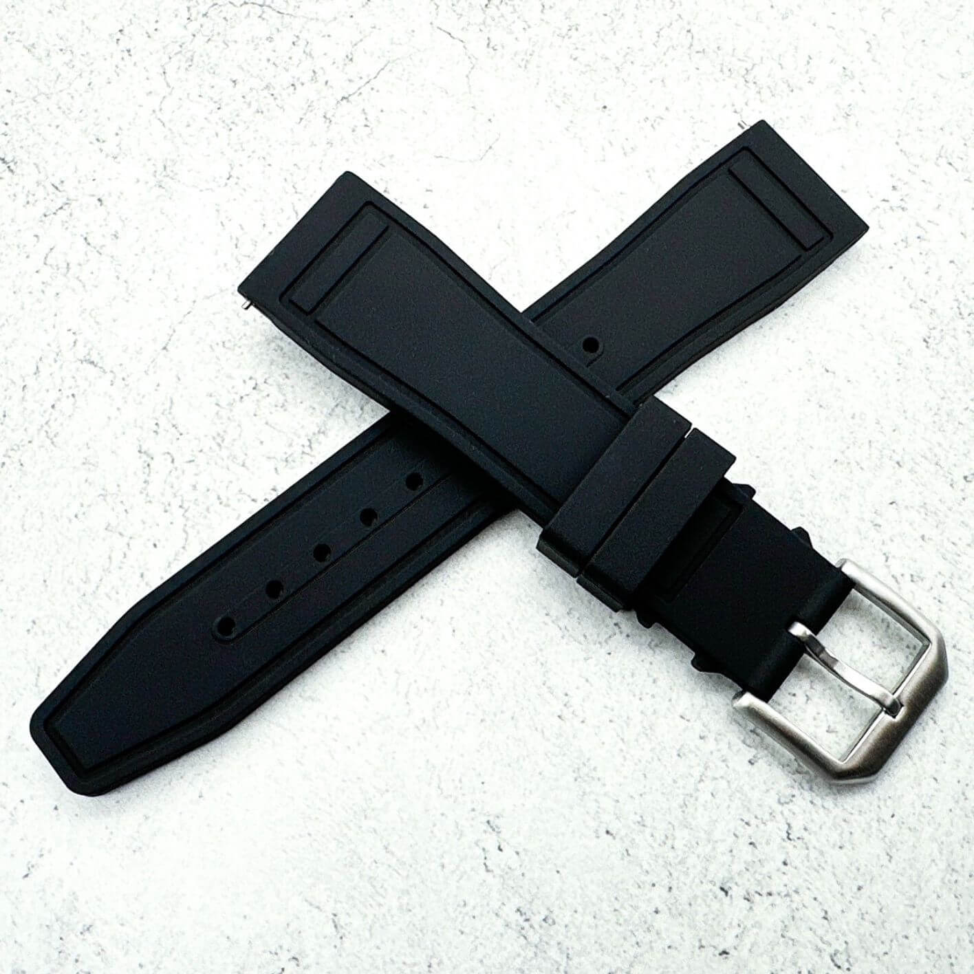 Silicone Pilot Quick Release Watch Strap Black 20mm 22mm The Thrifty Gentleman 6