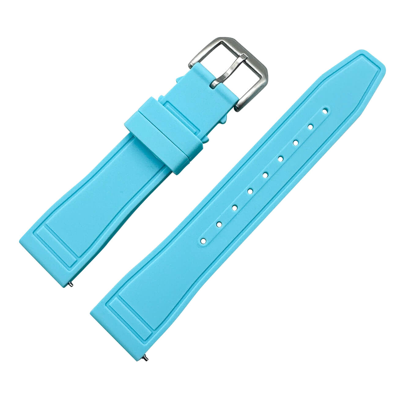 Silicone Pilot Quick Release Watch Strap Light Blue 20mm 22mm The Thrifty Gentleman 1