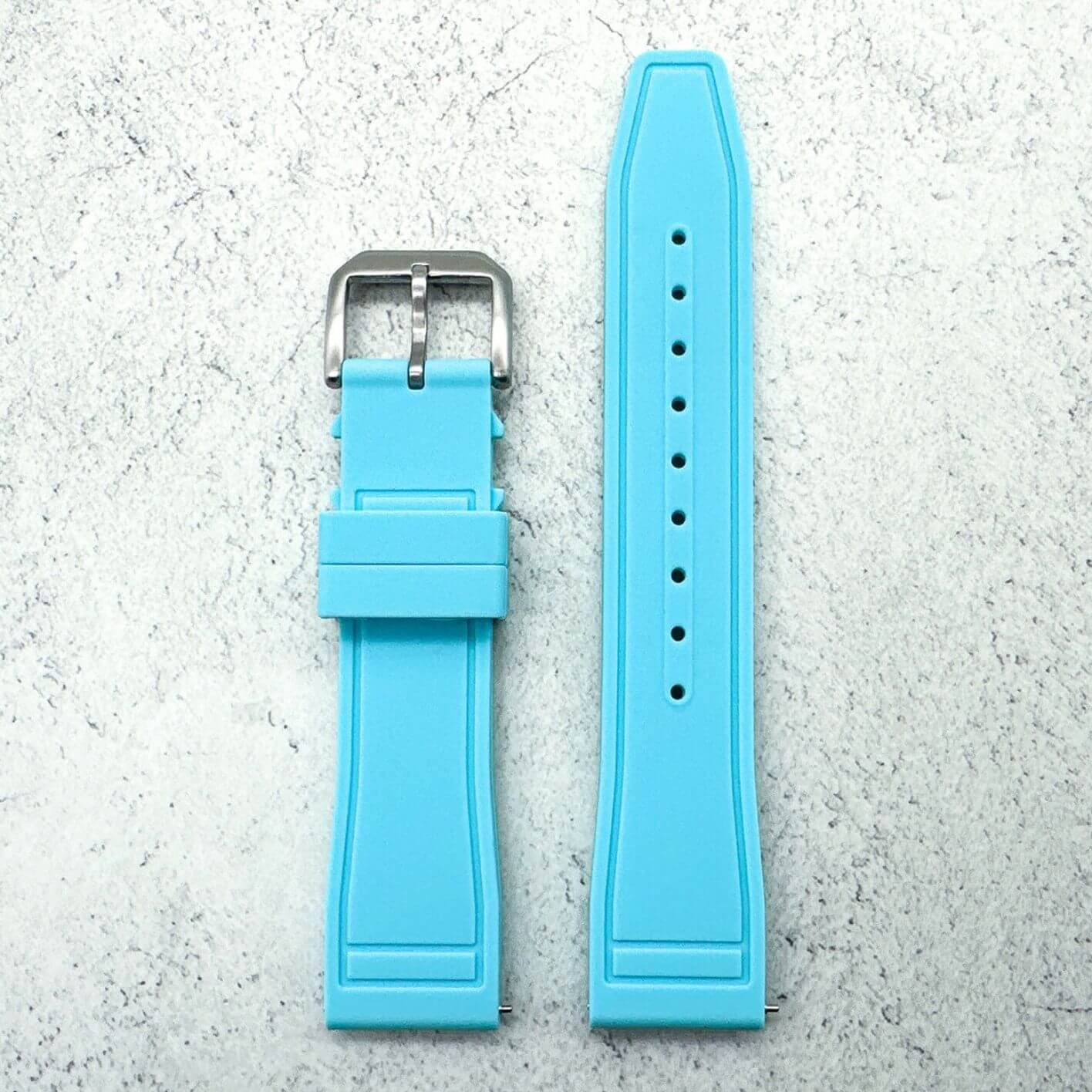 Silicone Pilot Quick Release Watch Strap Light Blue 20mm 22mm The Thrifty Gentleman 2