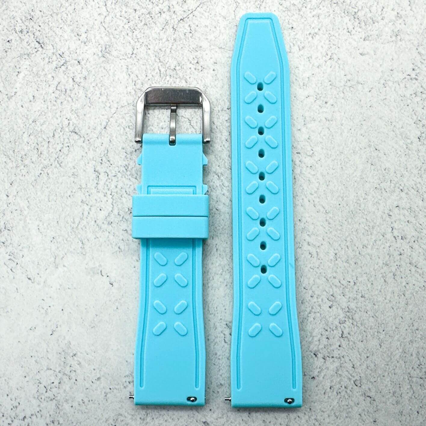 Silicone Pilot Quick Release Watch Strap Light Blue 20mm 22mm The Thrifty Gentleman 3