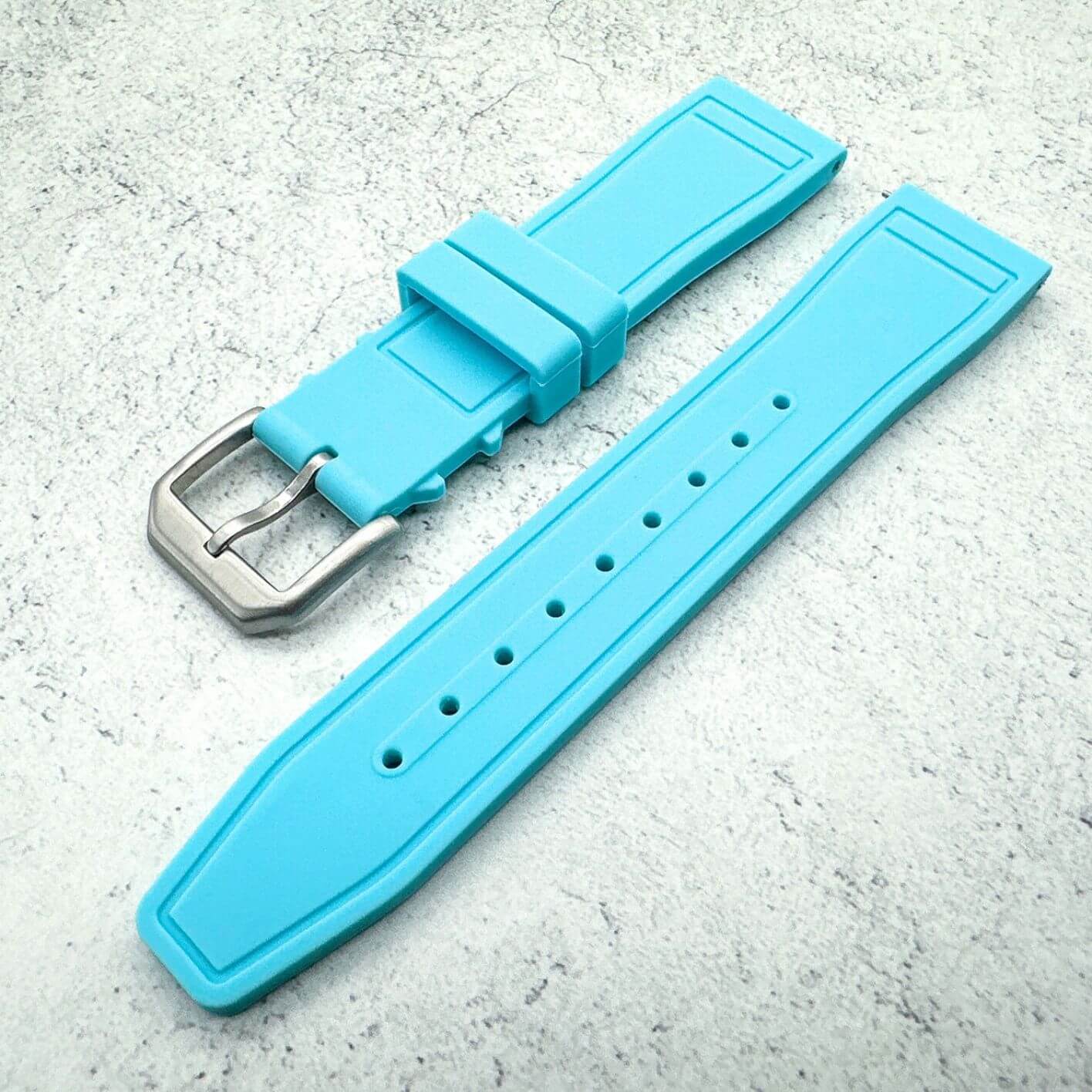 Silicone Pilot Quick Release Watch Strap Light Blue 20mm 22mm The Thrifty Gentleman 4