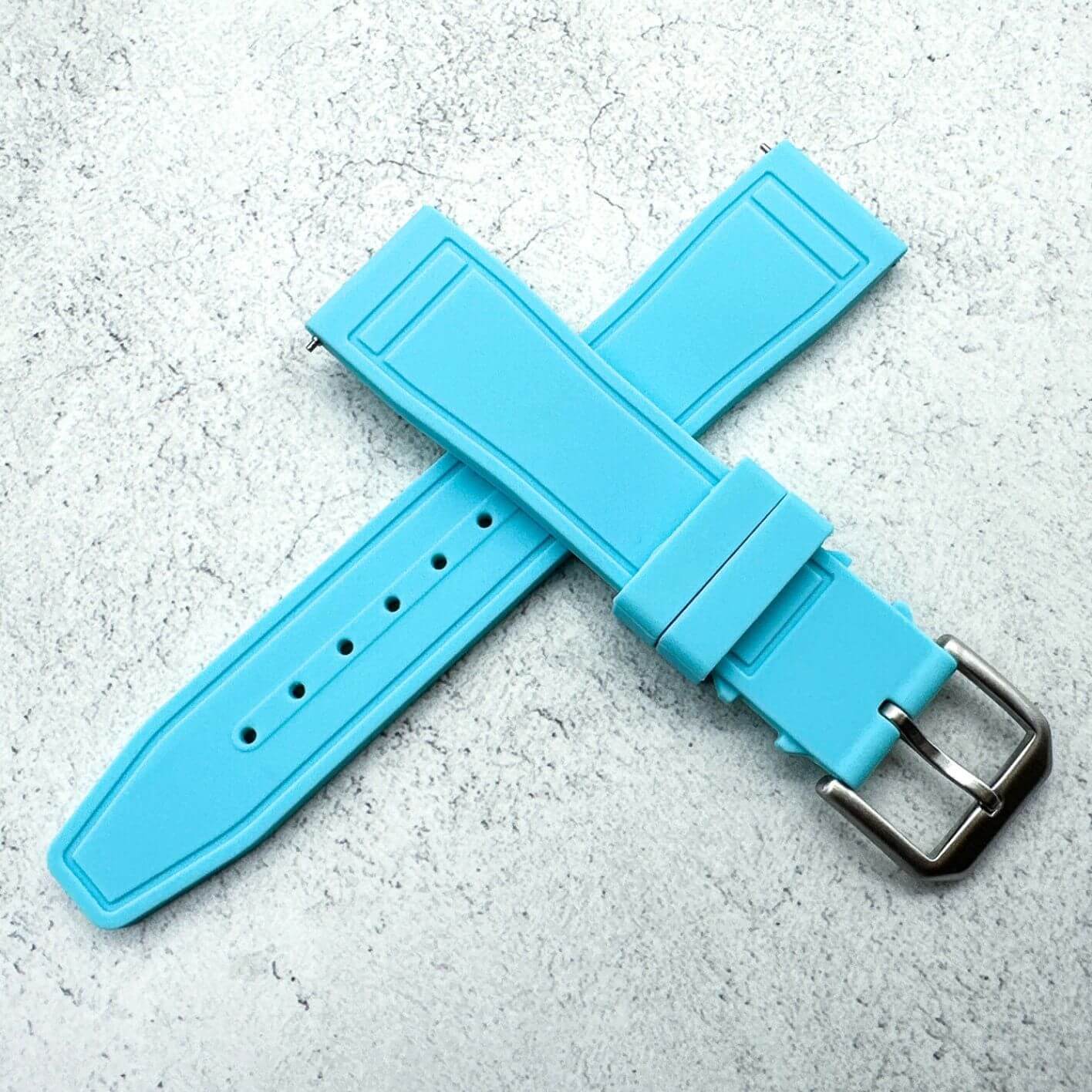 Silicone Pilot Quick Release Watch Strap Light Blue 20mm 22mm The Thrifty Gentleman 6