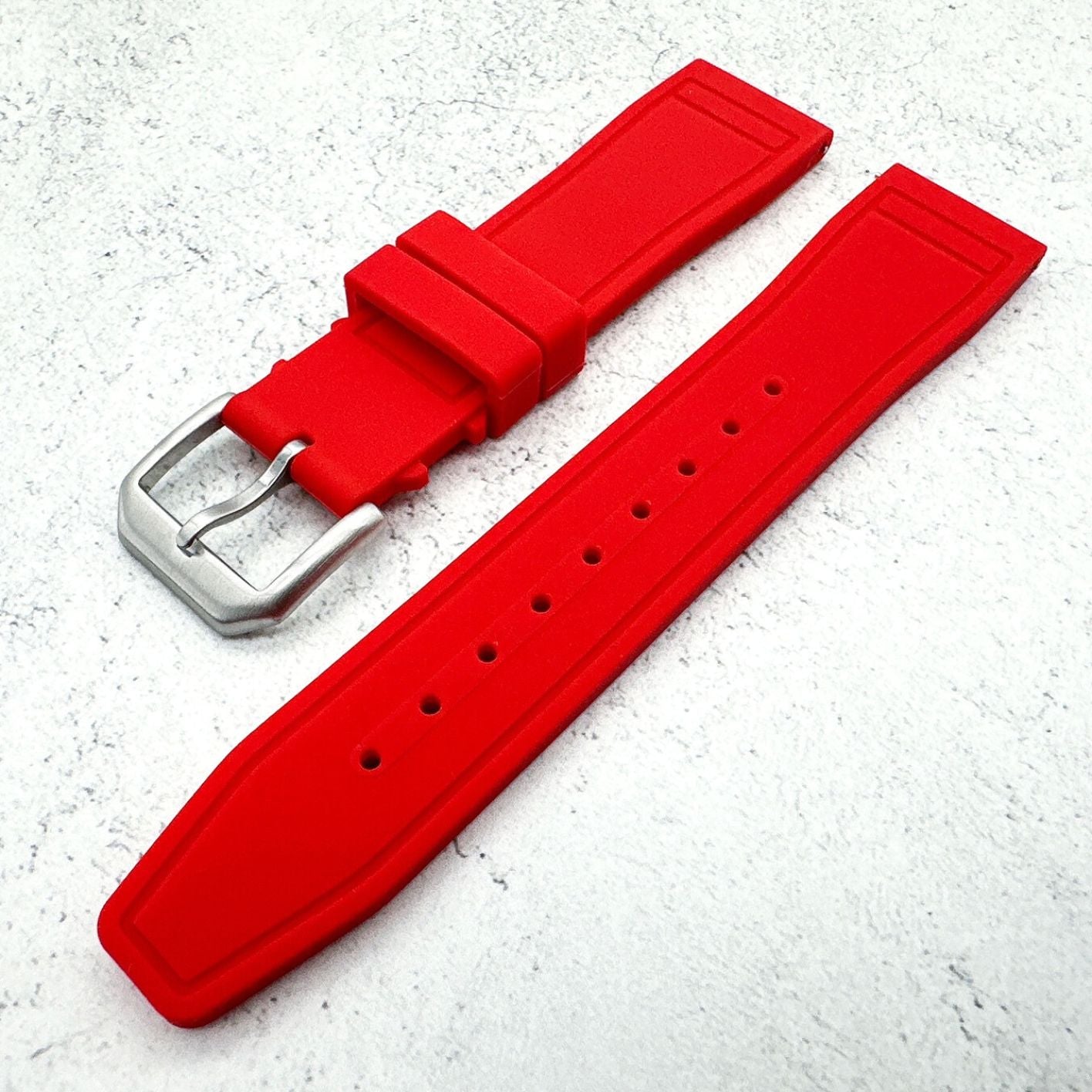 Silicone Pilot Quick Release Watch Strap Red 20mm 22mm The Thrifty Gentleman 4