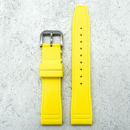 Silicone Pilot Quick Release Watch Strap Yellow 20mm 22mm The Thrifty Gentleman 2