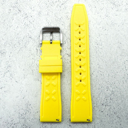 Silicone Pilot Quick Release Watch Strap Yellow 20mm 22mm The Thrifty Gentleman 3