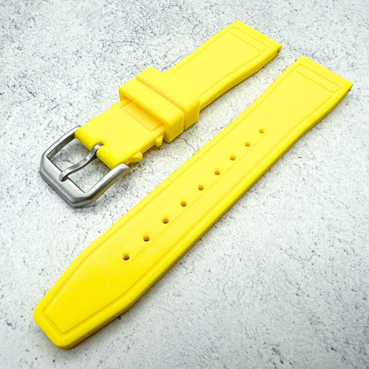 Silicone Pilot Quick Release Watch Strap Yellow 20mm 22mm The Thrifty Gentleman 4