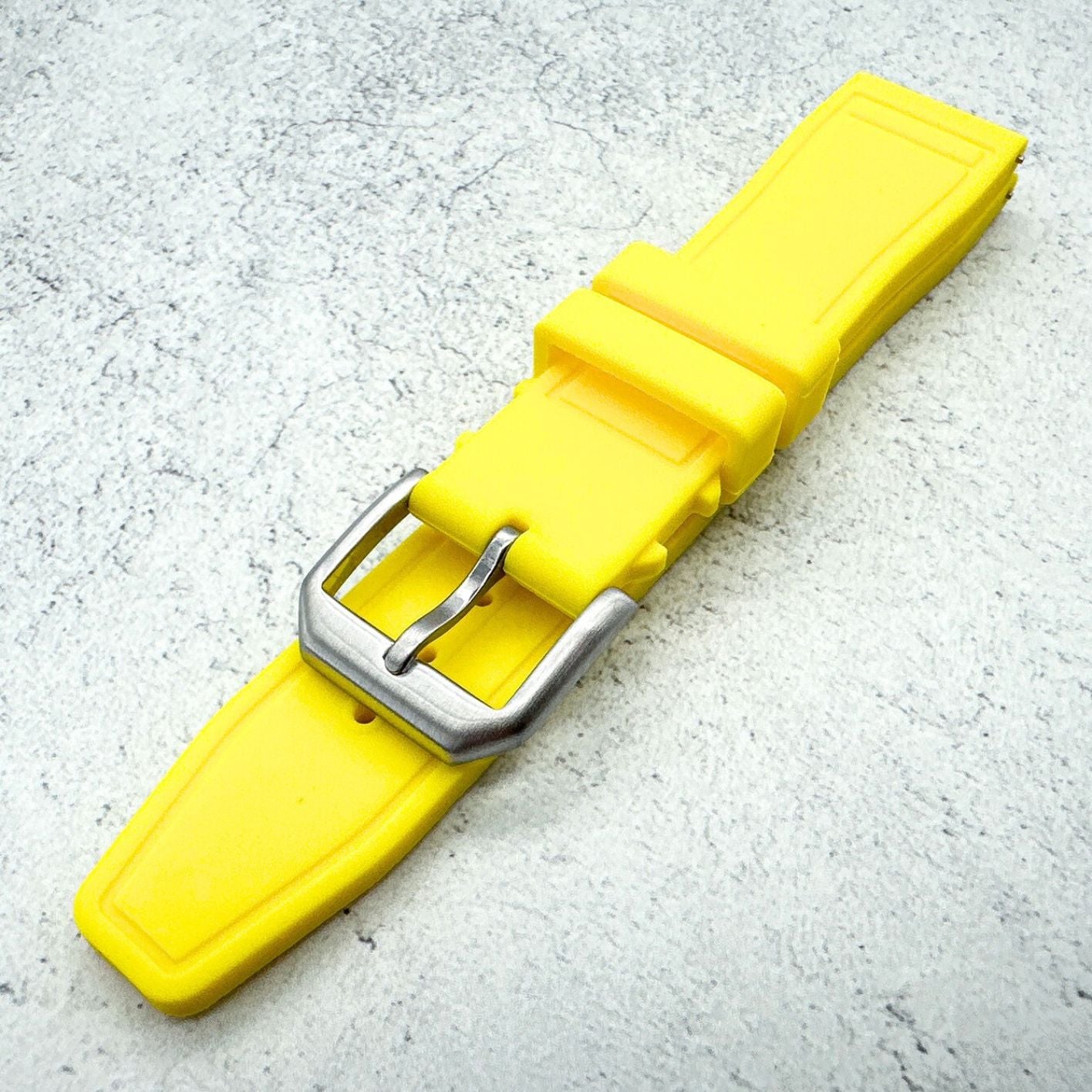 Silicone Pilot Quick Release Watch Strap Yellow 20mm 22mm The Thrifty Gentleman 5