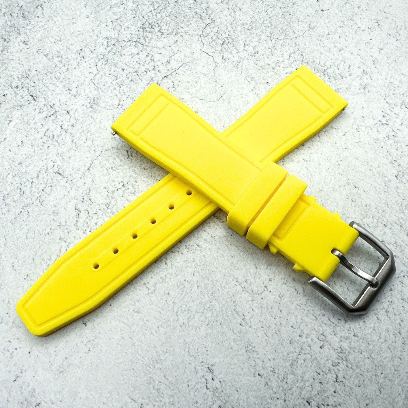 Silicone Pilot Quick Release Watch Strap Yellow 20mm 22mm The Thrifty Gentleman 6