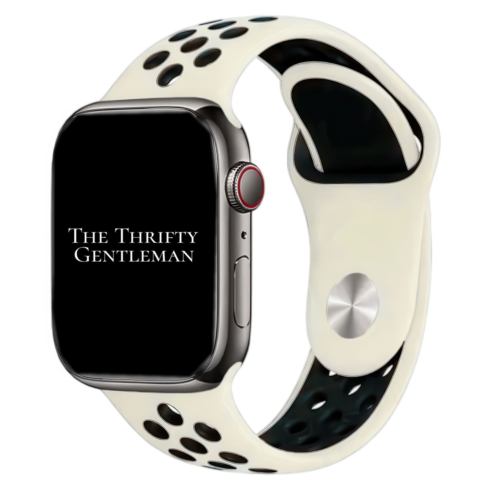 Silicone Sport Watch Band For Apple Watch In Antique White and Black The Thrifty Gentleman