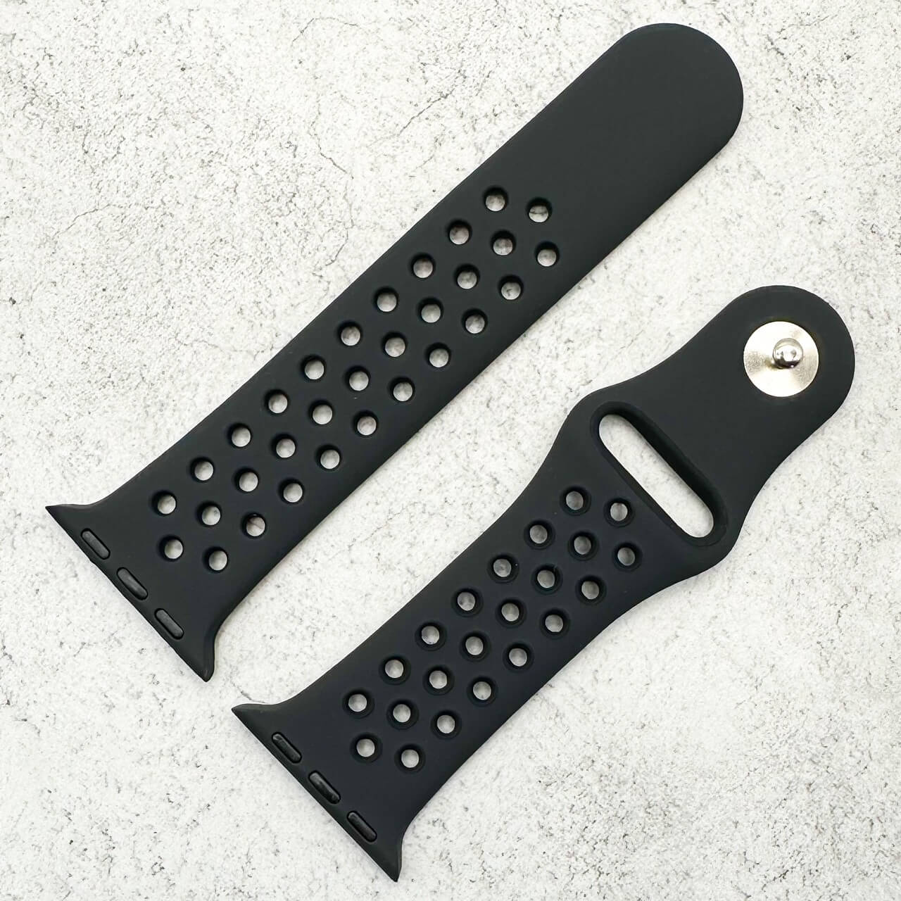 Silicone Sport Watch Band For Apple Watch In Black 2