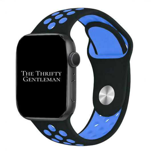 Silicone Sport Watch Band For Apple Watch In Black And Blue The Thrifty Gentleman