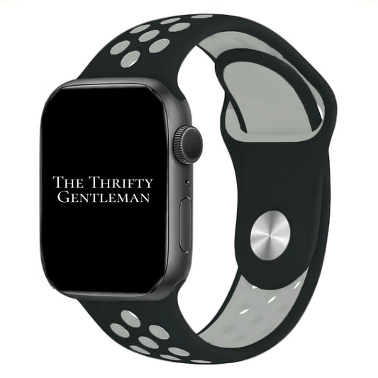 Silicone Sport Watch Band For Apple Watch In Black And Grey The Thrifty Gentleman