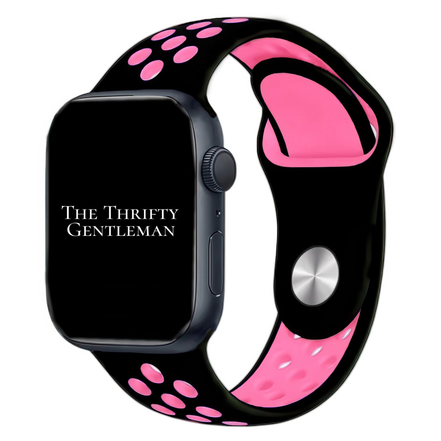 Silicone Sport Watch Band For Apple Watch In Black And Pink The Thrifty Gentleman