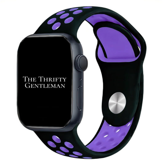 Silicone Sport Watch Band For Apple Watch In Black And Purple The Thrifty Gentleman