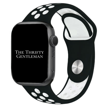 Silicone Sport Watch Band For Apple Watch In Black And White The Thrifty Gentleman