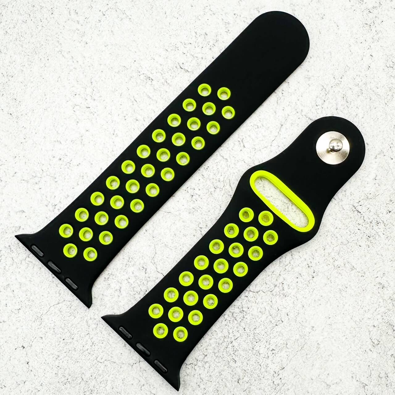 Silicone Sport Watch Band For Apple Watch In Black And Yellow 2