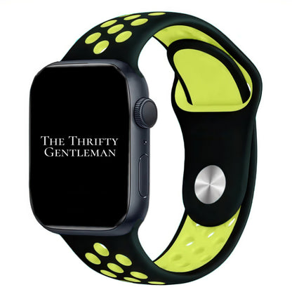 Silicone Sport Watch Band For Apple Watch In Black And Yellow The Thrifty Gentleman