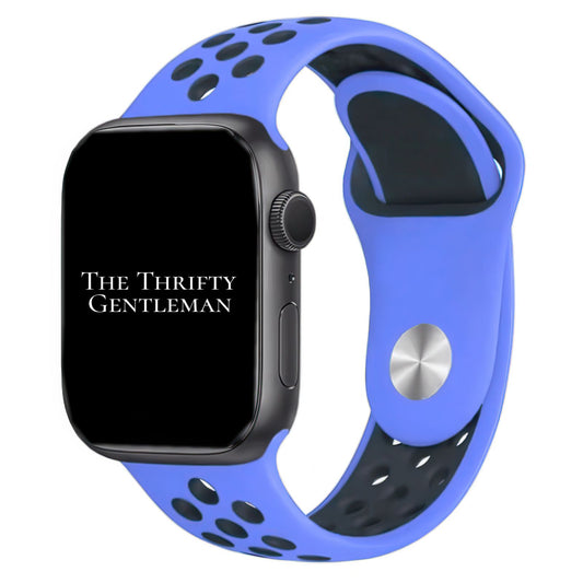 Silicone Sport Watch Band For Apple Watch In Blue And Black The Thrifty Gentleman