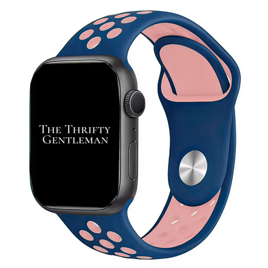 Silicone Sport Watch Band For Apple Watch In Blue And Pink The Thrifty Gentleman