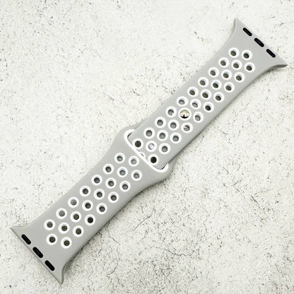 Silicone Sport Watch Band For Apple Watch In Grey And White 1