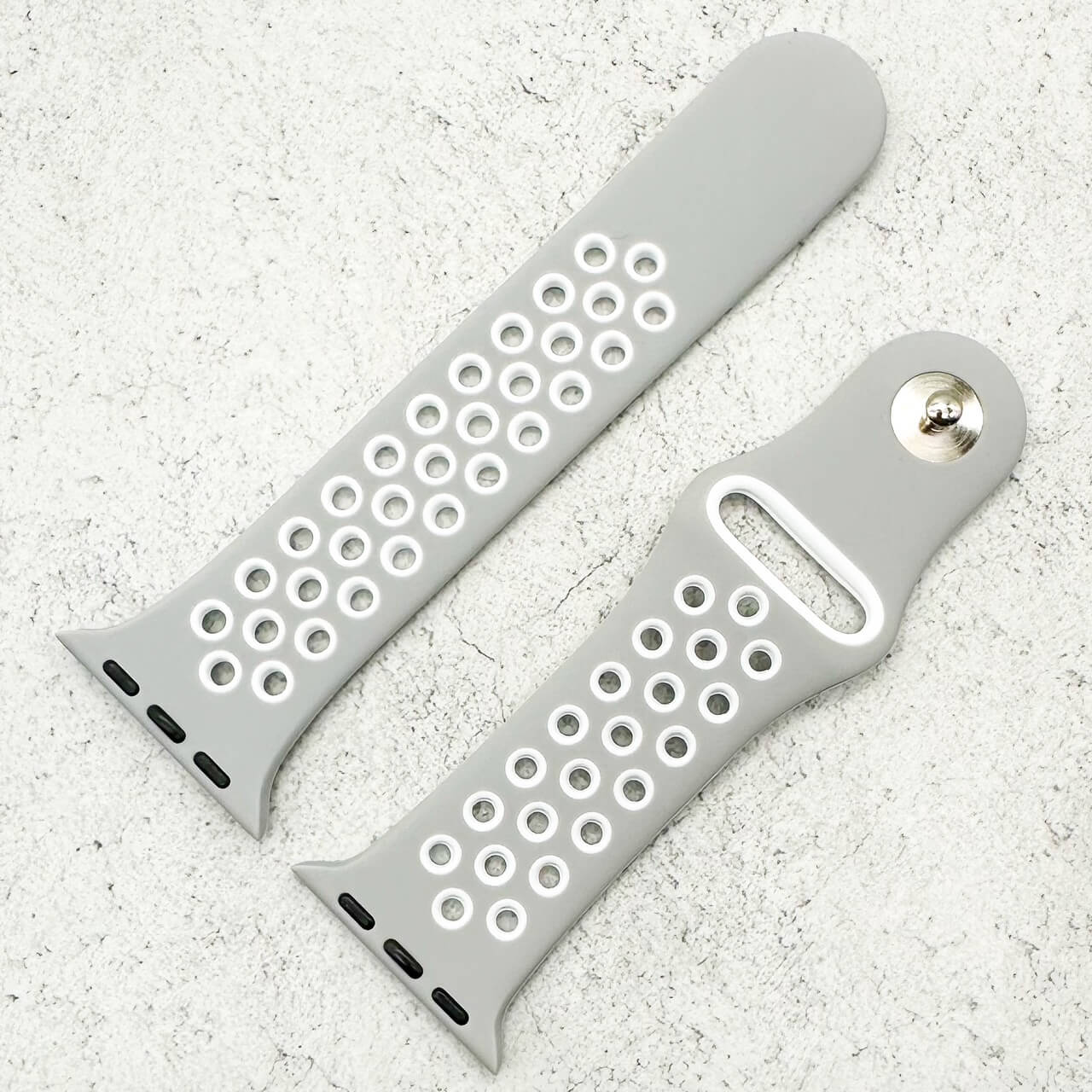 Silicone Sport Watch Band For Apple Watch In Grey And White 2