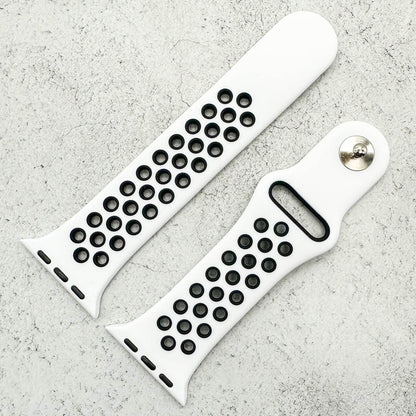 Silicone Sport Watch Band For Apple Watch In White And Black 2