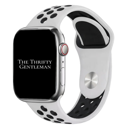 Silicone Sport Watch Band For Apple Watch In White And Black The Thrifty Gentleman