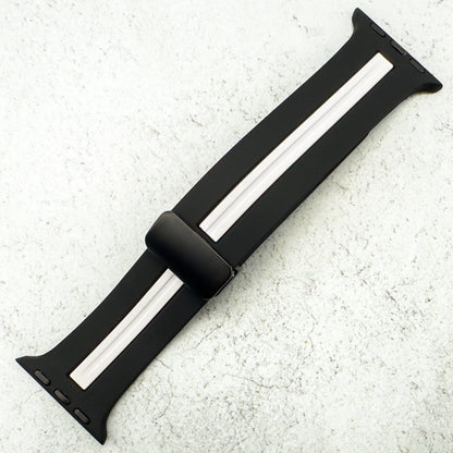 Silicone Strap With Magnetic Clasp For Apple Watch In Black And White 1