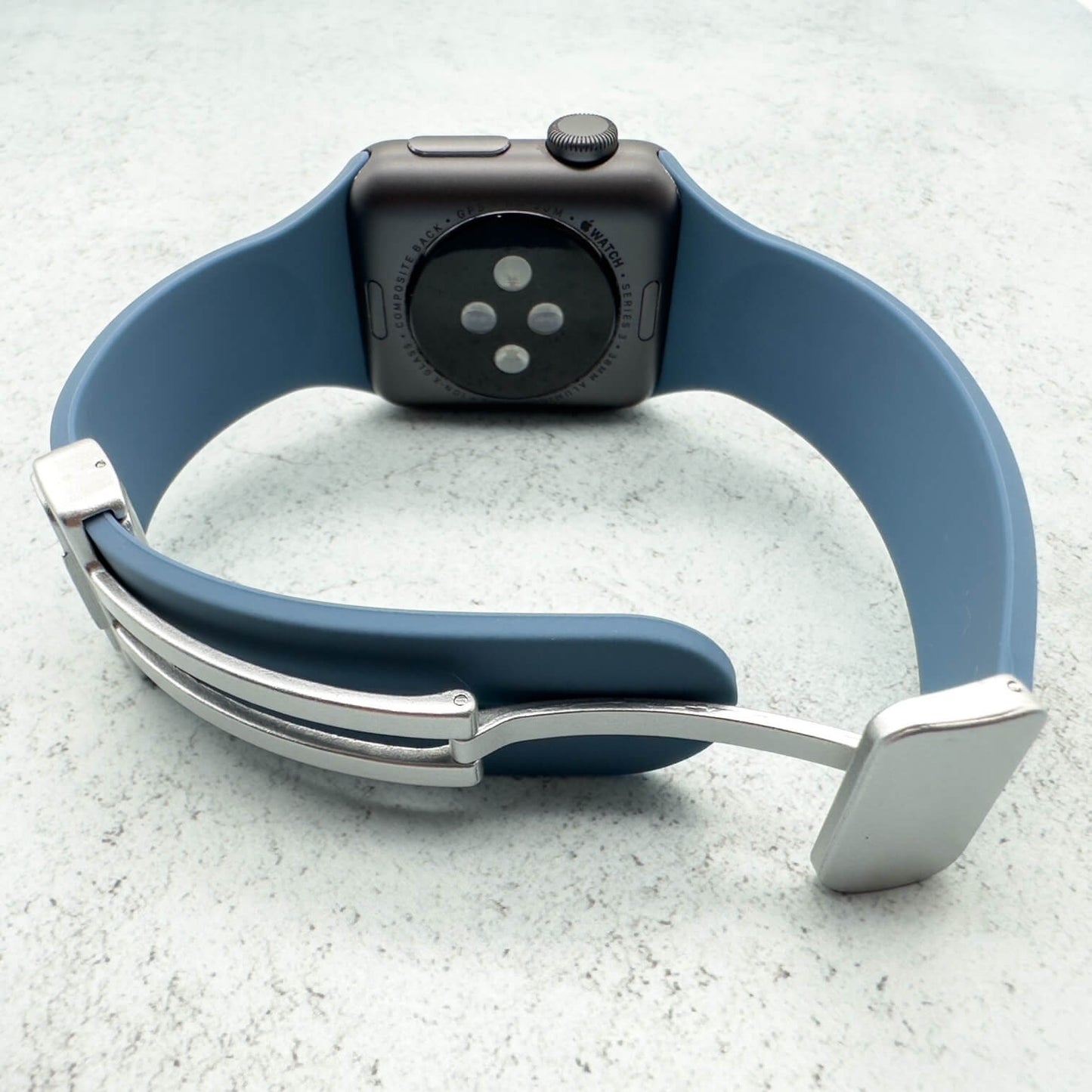 Silicone Strap With Magnetic Clasp For Apple Watch In Blue 2