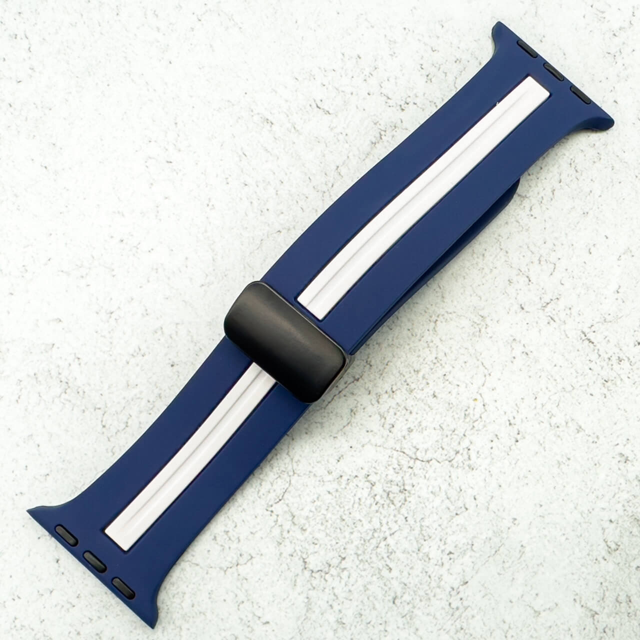 Silicone Strap With Magnetic Clasp For Apple Watch In Blue And White 1