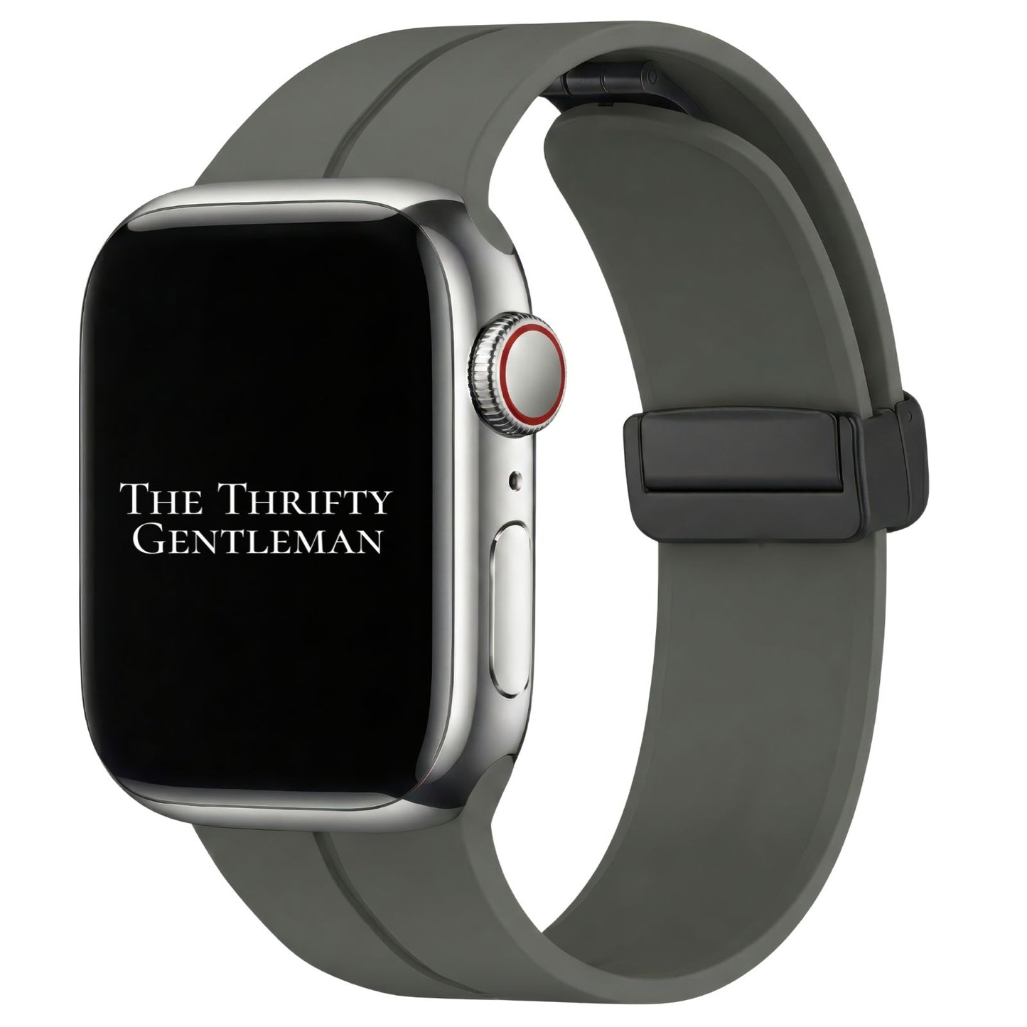 Silicone Strap With Magnetic Clasp For Apple Watch In Grey From The Thrifty Gentleman