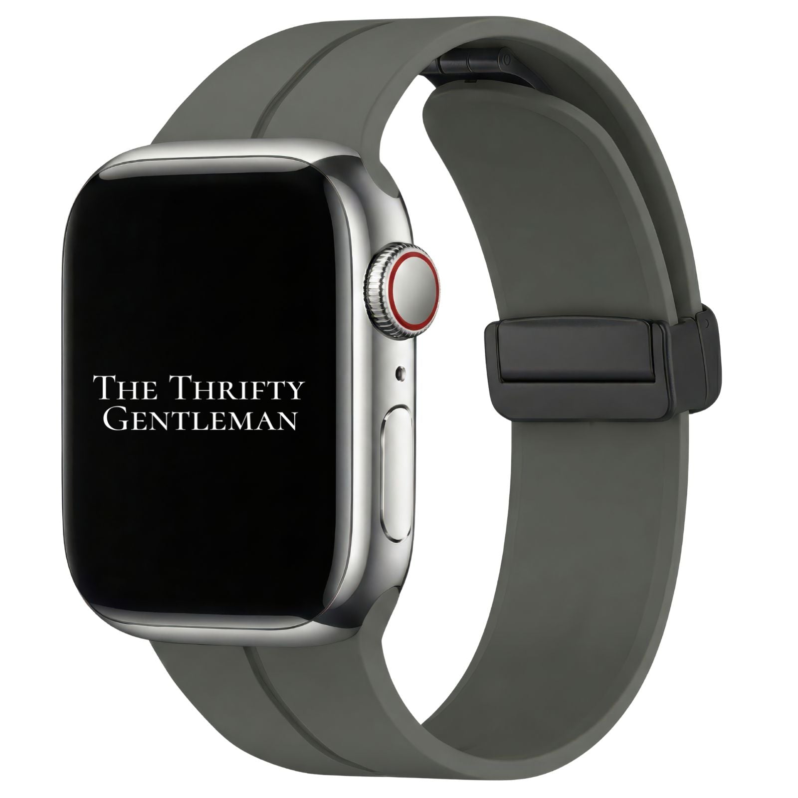 Silicone Strap With Magnetic Clasp For Apple Watch In Grey From The Thrifty Gentleman