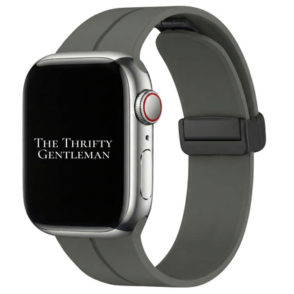 Silicone Strap With Magnetic Clasp For Apple Watch In Grey From The Thrifty Gentleman