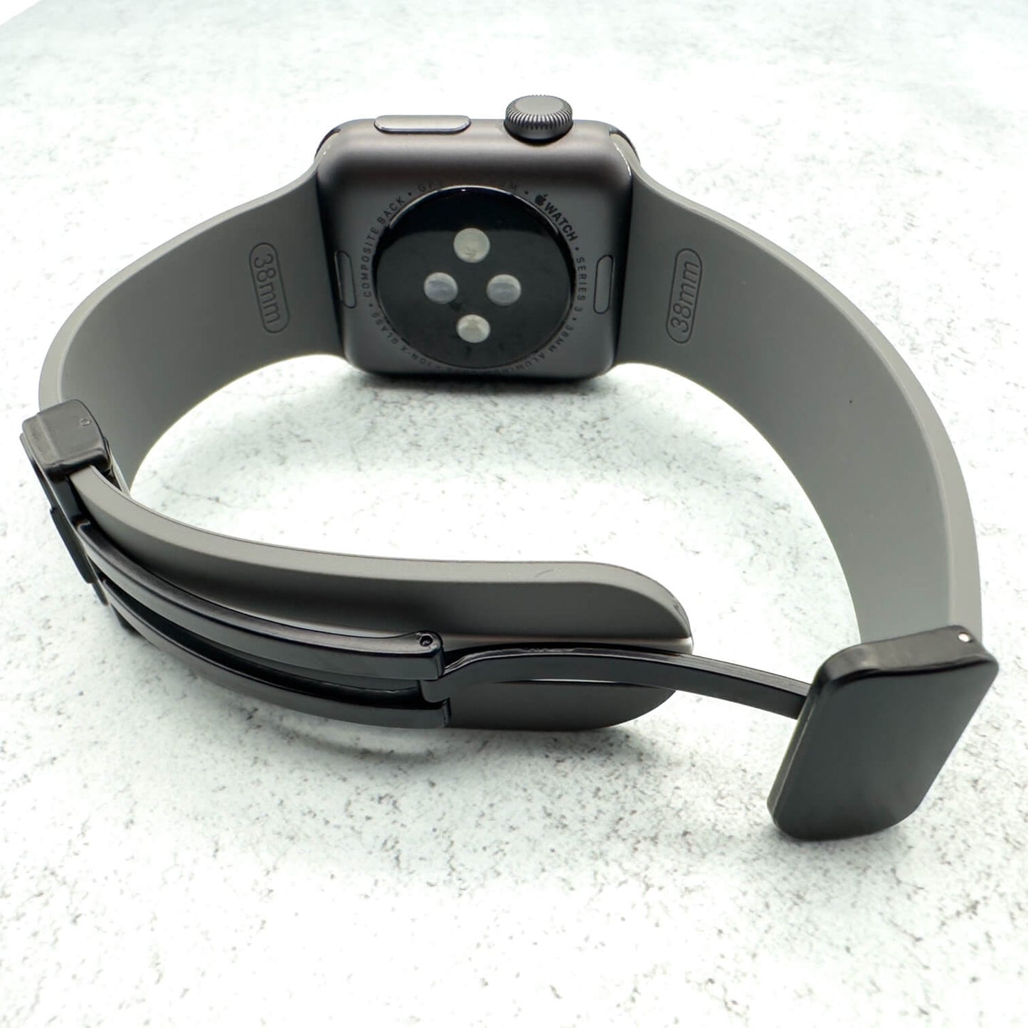 Silicone Strap With Magnetic Clasp For Apple Watch In Grey And White 2