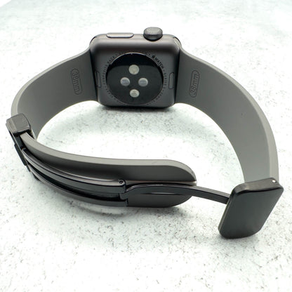 Silicone Strap With Magnetic Clasp For Apple Watch In Grey And White 2