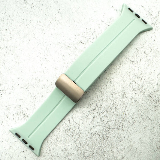 Silicone Strap With Magnetic Clasp For Apple Watch In Light Green 1