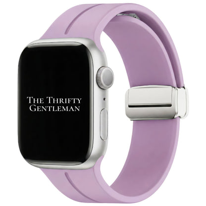 Silicone Strap With Magnetic Clasp For Apple Watch In Light Purple From The Thrifty Gentleman