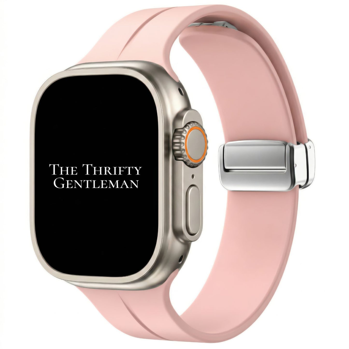 Silicone Strap With Magnetic Clasp For Apple Watch In Pink From The Thrifty Gentleman
