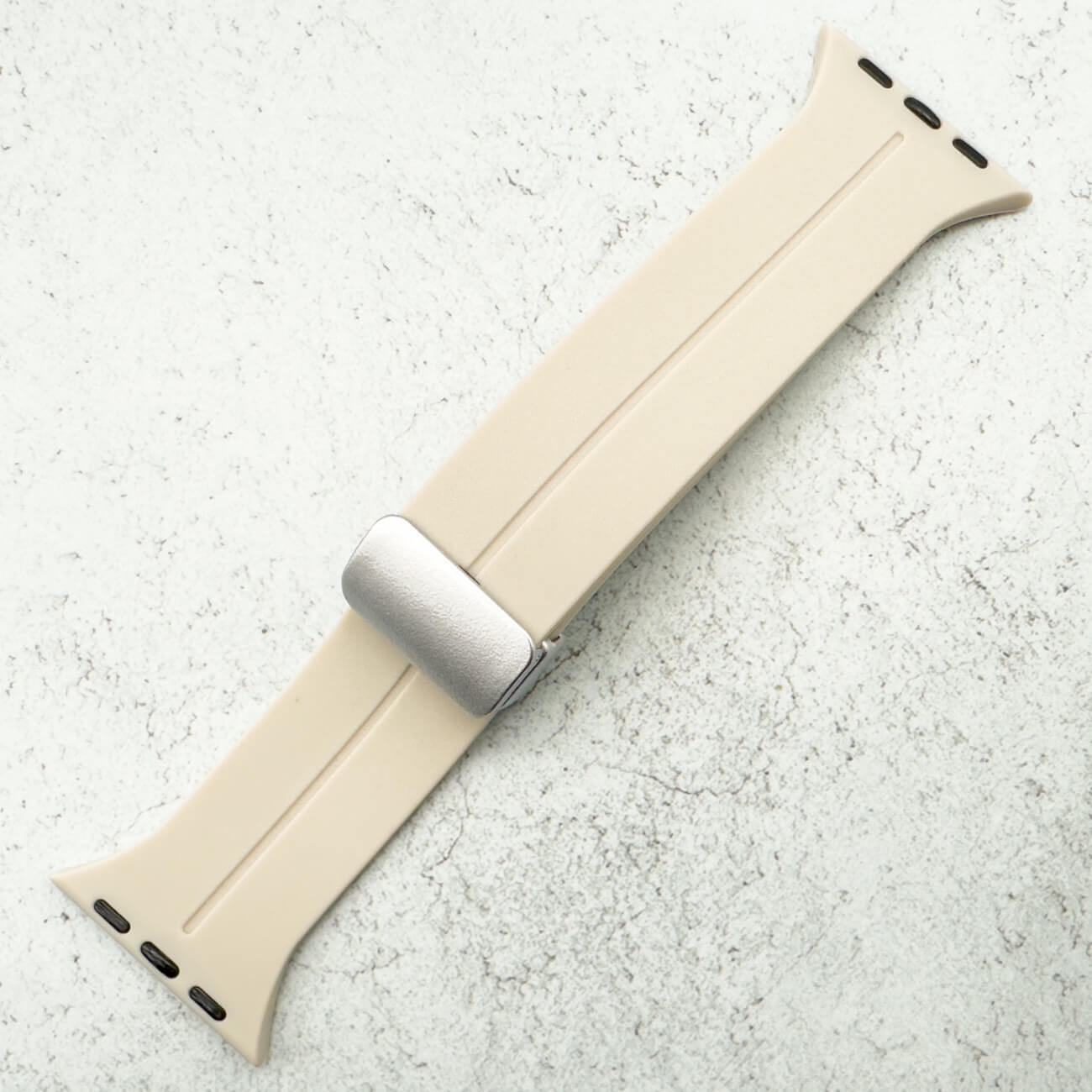Silicone Strap With Magnetic Clasp For Apple Watch In Warm Beige 1