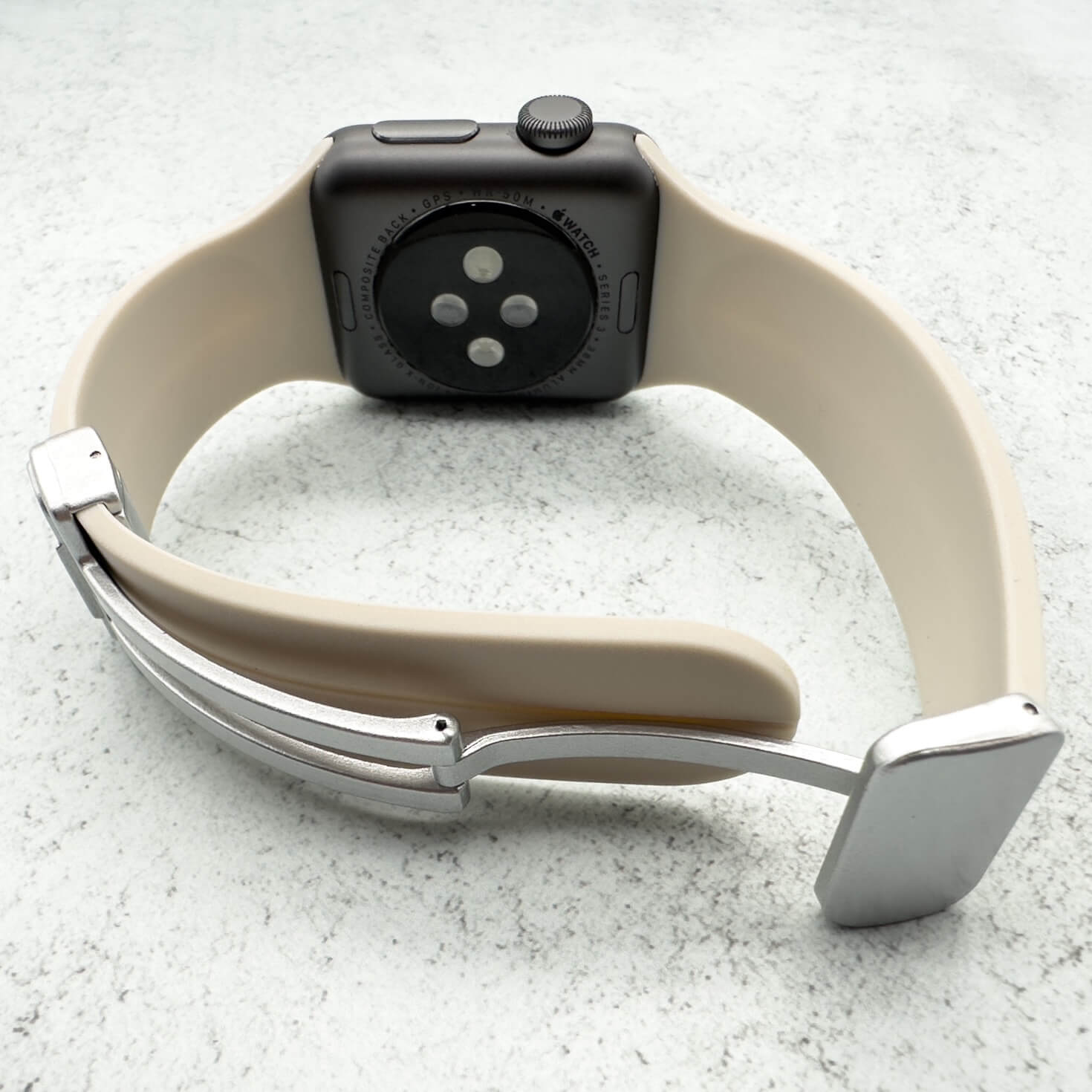 Silicone Strap With Magnetic Clasp For Apple Watch In Warm Beige 2
