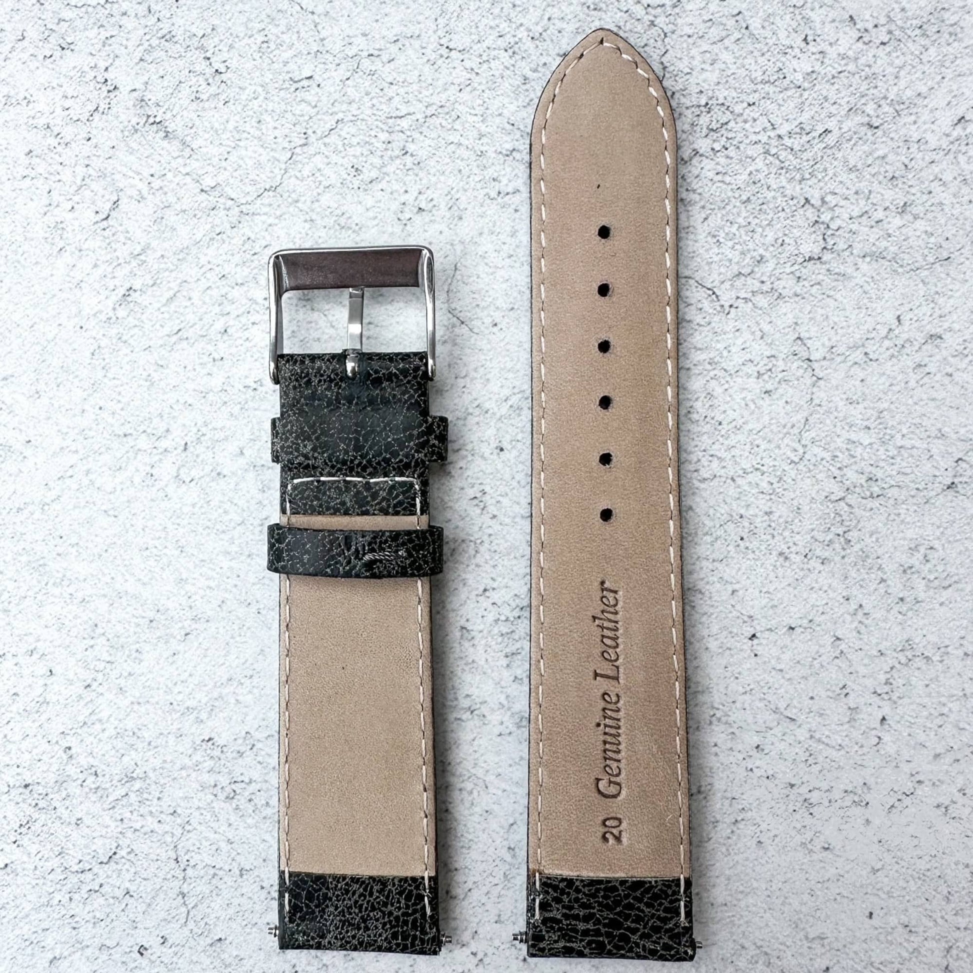 Smooth Grain Vintage Genuine Leather Watch Strap Grey 3