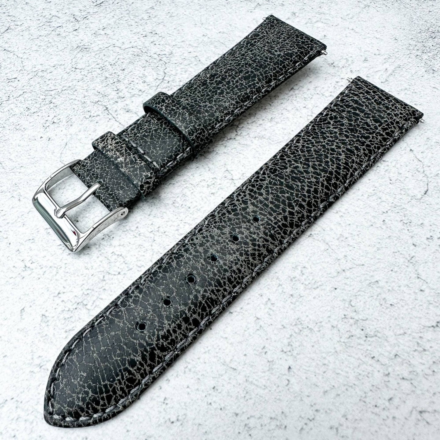 Smooth Grain Vintage Genuine Leather Watch Strap Grey 4