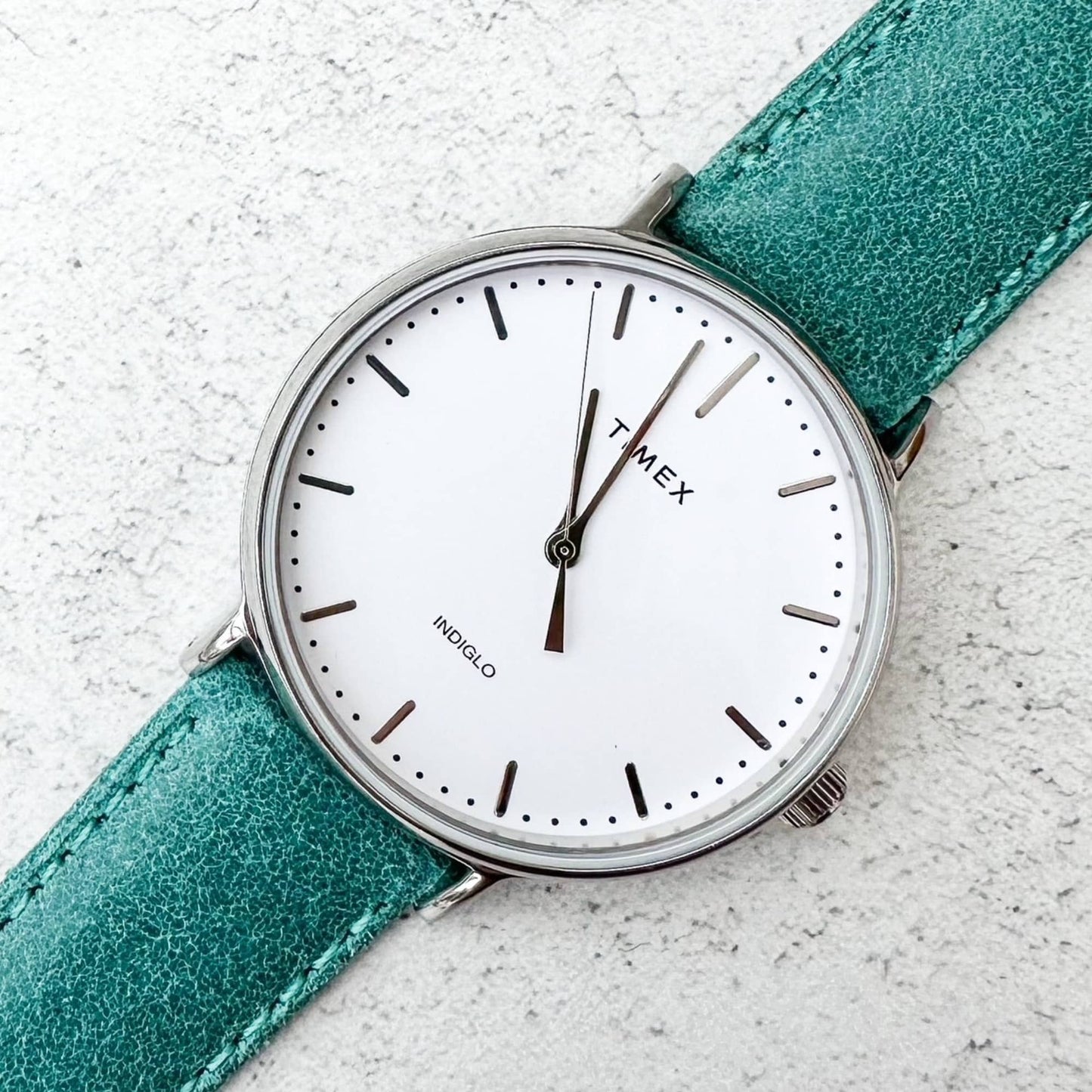 Smooth Grain Vintage Genuine Leather Watch Strap Turquoise 7