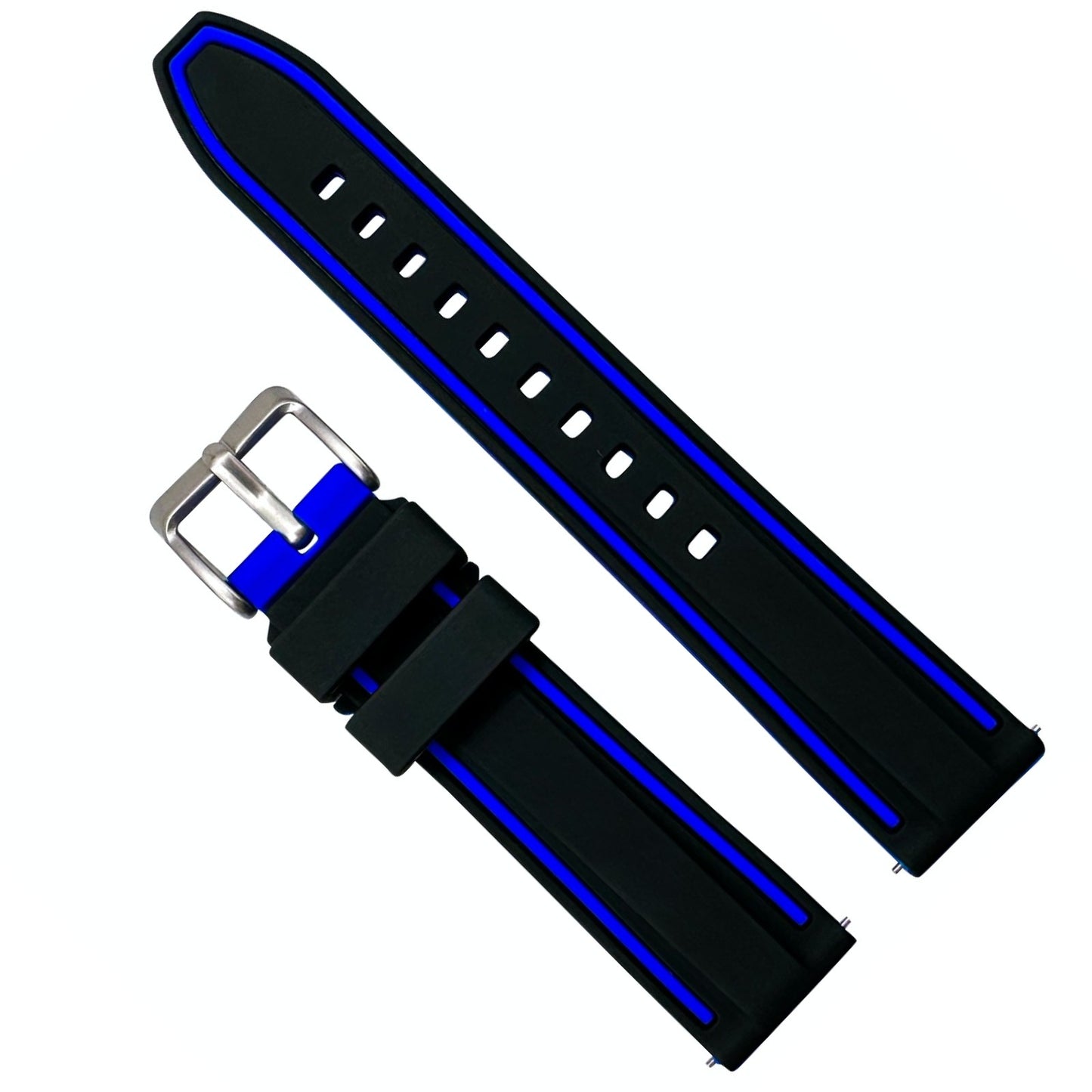 Soft Silicone Dive Watch Strap Two Tone Black Blue 1