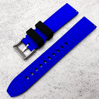 Soft Silicone Dive Watch Strap Two Tone Black Blue 3