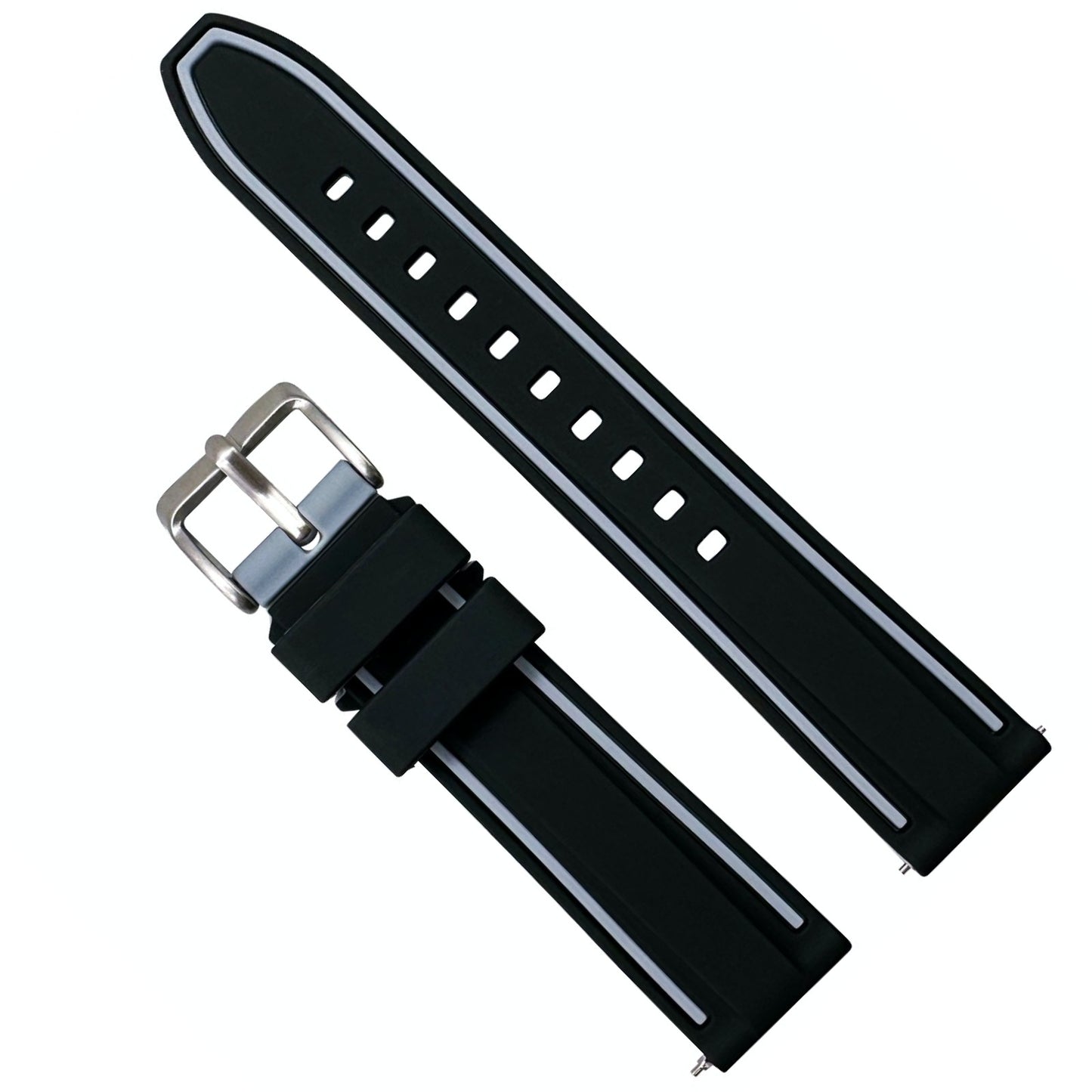 Soft Silicone Dive Watch Strap Two Tone Black Grey 1