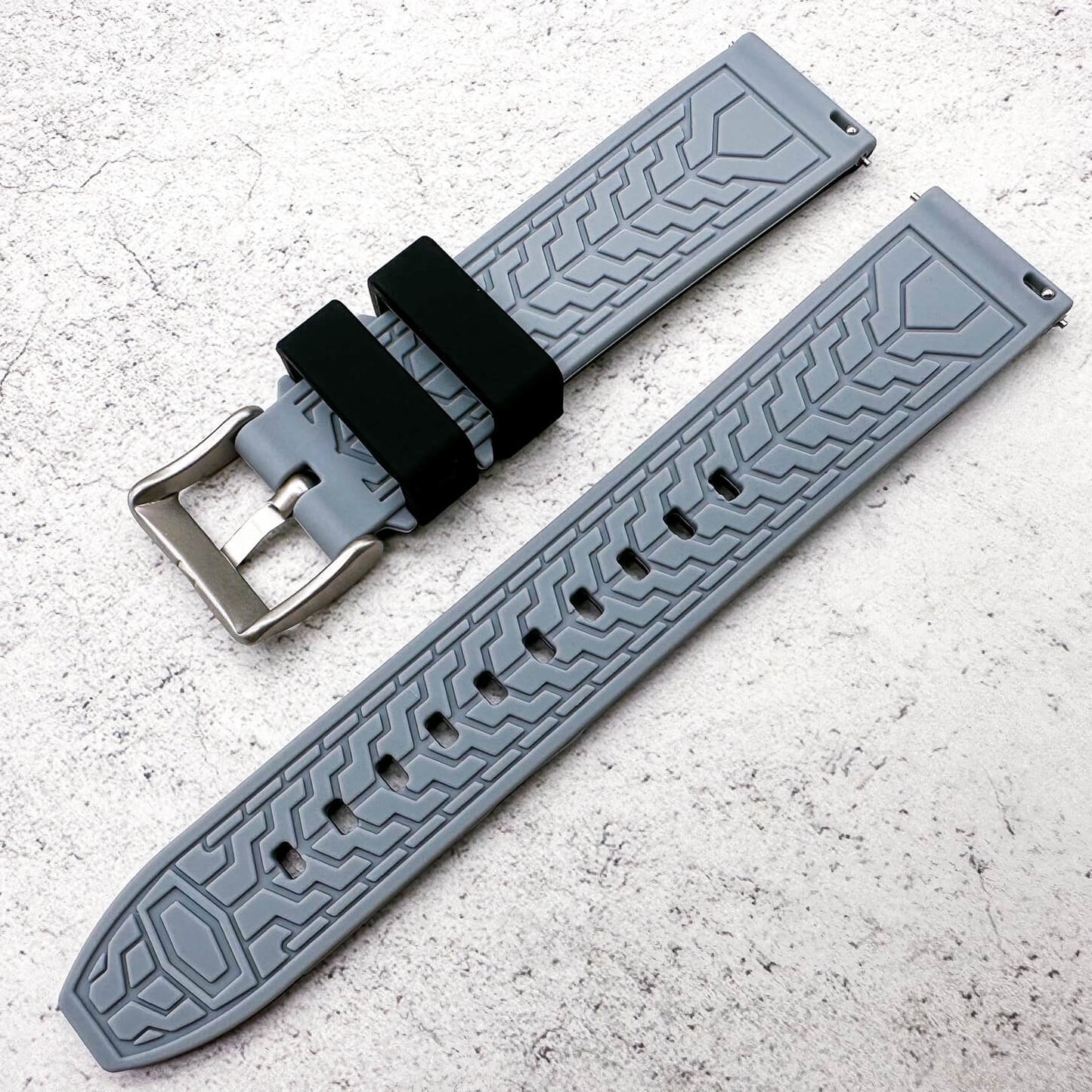 Soft Silicone Dive Watch Strap Two Tone Black Grey 3