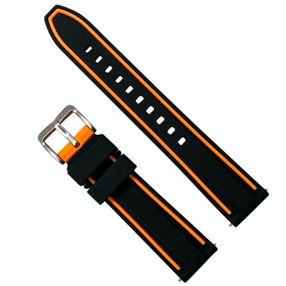 Soft Silicone Dive Watch Strap Two Tone Black Orange 1