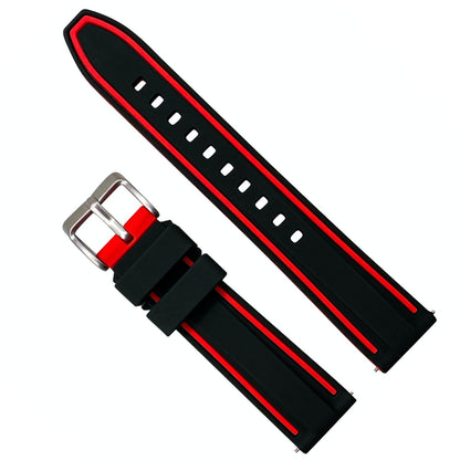 Soft Silicone Dive Watch Strap Two Tone Black Red 1