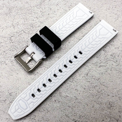 Soft Silicone Dive Watch Strap Two Tone Black White 3